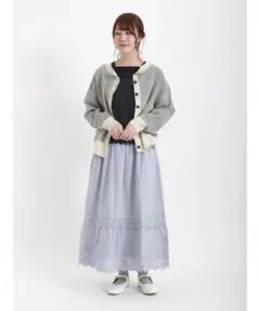 美品 Samansa Mos2 柄編み前後2WAYニット カーデ ブラック F