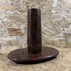 津軽塗調 一輪挿し 小判台付 唐塗風デザイン 花瓶セット