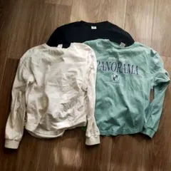 長袖カットソー3点セット（ミントグリーン、ホワイト、ブラック）