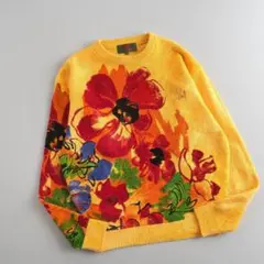 美品　ケンゾー　ニット　チュニック　タートルネック　花柄　総柄　カラフル　M KENZO - 美品 ケンゾー ニット チュニック タートルネック 花柄
