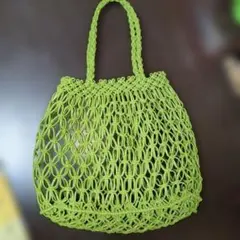 Samansa Mos2　合皮編みバッグ　グリーン