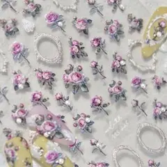 ネイルシール　立体　3D バラ　ローズ　イングリッシュガーデン　MS445