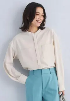 green label relaxing スタンドポケットロングスリーブシャツ