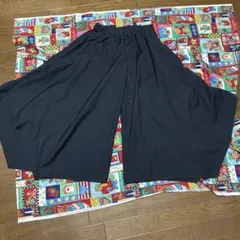 ブラック ☆ガウチョパンツ☆おしゃれ☆ゴムウェスト☆黒☆ロングパンツ