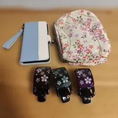 【5点まとめ売り】和風髪留め、花柄ポーチ、スマホカバー　AQUOSsense7