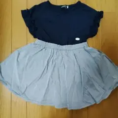 BeBe フリル袖 ワンピース 100 ネイビー
