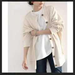 2wayワッフルカーディガン　ビッグシルエット　クラシカルエルフ