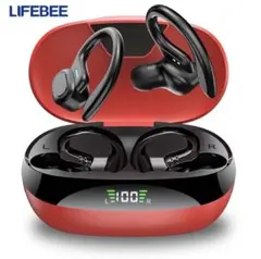 耳掛け式Bluetoothイヤホン長時間再生高音質 イヤーフック 赤黒 イヤホン