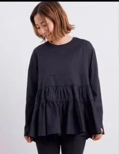 【yori】ヨリ　新品未使用　ティアードカットソー　フレアスリーブ ピンク yori】ヨリ 新品未使用 ティアードカットソー フレアスリーブ ピンク