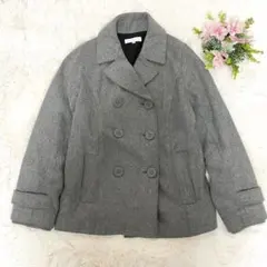 【アースミュージックアンドエコロジー】ピーコート ウールコート グレー Mサイズ