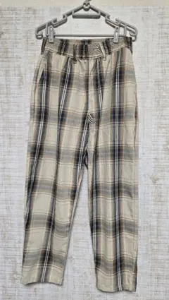 ライトオン ベージュ系チェック ワイドパンツ