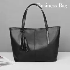 トートバッグ ビジネスバッグ レザー ブラック 黒 タッセル付き メンズ 上品