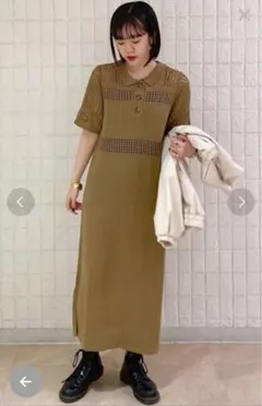 Alley by wcloset メッシュボーダーニットポロワンピースのサムネイル