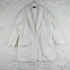 リエンダ　麻55%　S　ホワイト テーラードジャケット リネン混合