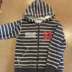 ストライプフード付きパーカー