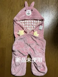 ウサギのフード付きフリースおくるみ