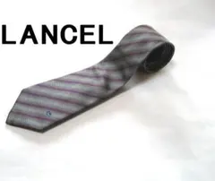 高級ハイブランドネクタイ　ランセル　シルク100％　イタリア製　ストライプ柄