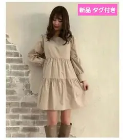 新品タグ付 マジェスティックレゴン バック編みリボンティアードワンピ