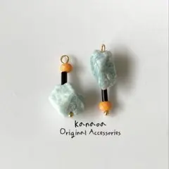 アマゾナイト×オレンジジェード 天然石ピアスorイヤリング