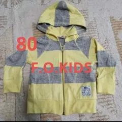 【美品】F.O.KIDS　パーカー　フード付き　ボーダー柄　80