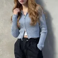 ♥INGNI♥フロントジップ ラメニットカーディガン