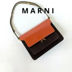 マルニ トランク バッグ レザー ショルダーバッグ オレンジ ブラウンのサムネイル