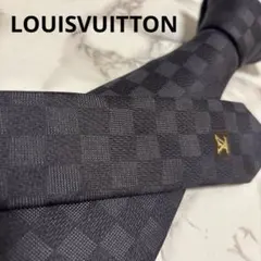 ルイヴィトン シルク ネクタイ ダミエ グラフィット LVロゴ ストライプ
