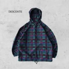 90s DESCENTE デサント フリースパーカー チェック柄 日本製 XL