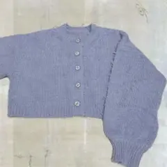 カーディガン　シャギー　ブルー