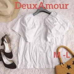 DeuxAmour 袖フレア ノースリーブ 半袖 M -L コットン100％ 白のサムネイル