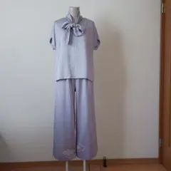 薄紫色リボン付きセットアップ　絹