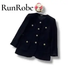 RunRobe ランローブ　レディース　ノーカラーコート　花ボタン　ゴールド　L