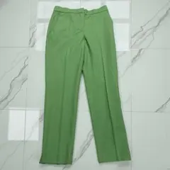 ZARA ザラ ハイウエスト スラックス テーパードパンツ グリーン M 34
