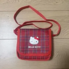 ハローキティ 赤チェックポシェット ショルダーバッグ