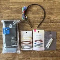 花柄リボン付きヘアバンド　ヘアカーラー　ヘアピンセット