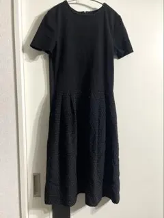 クレージュ　ドッキングニットワンピース　ドット柄　Mサイズ ブラックのサムネイル