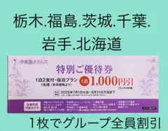 伊東園ホテルズ 特別ご優待券 1,000円割引券のサムネイル