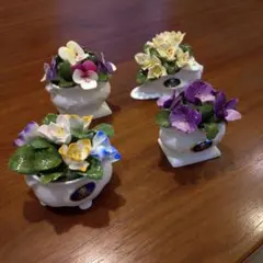 エインズレイAYBSKEY 陶花 陶器 花の置物 4点セットのサムネイル