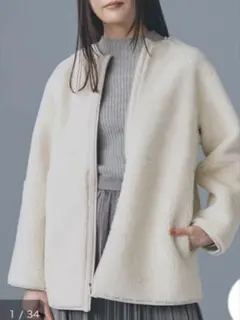 グローブ　Grove ボアジップアップジャケット アイボリー・リバーシブル