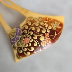 簪　かんざし　鼈甲張　鼈甲風　金蒔絵　菊　張鼈甲　着物　浴衣　和装　G7