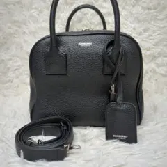 【極美品】バーバリー キューブ ハンドバッグ オールレザー 黒 現行 2way