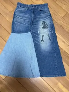ヒステリックグラマー　VIXEN GIRL刺繍　スクラッチデニムスカート　s