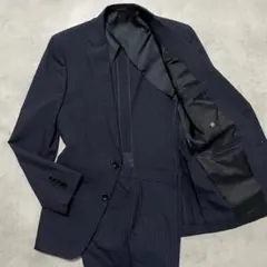 美品✨SUIT SELECT ビジネススーツ 紺 ストライプ 2パンツ Y6