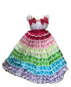 最終お値下げ 　キッズ　 レインボー ドレス　 110 　写真館