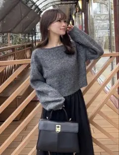 モヘヤタッチショート丈ニットトップス[mb1592] グレー