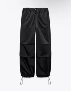 ZARA サテンパラシュートパンツ ブラック M