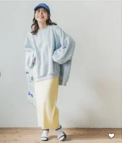 シャリ感リブニット ストレート ミモレ丈 ウエストゴムのサムネイル