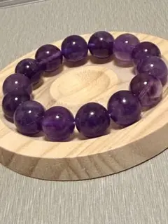 大玉アメジスト14mmシンプルブレスレット内径変更可能
