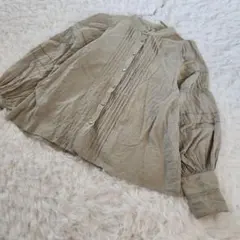 アースミュージックアンドエコロジー シャツ 長袖 ドット レース ノーカラー