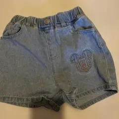 ミッキーマウス刺繍デニムハーフパンツ